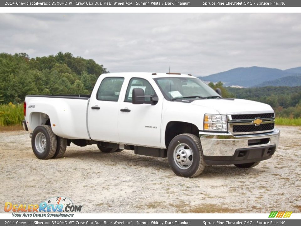 Front 3/4 View of 2014 Chevrolet Silverado 3500HD WT Crew Cab Dual Rear Wheel 4x4 Photo #1