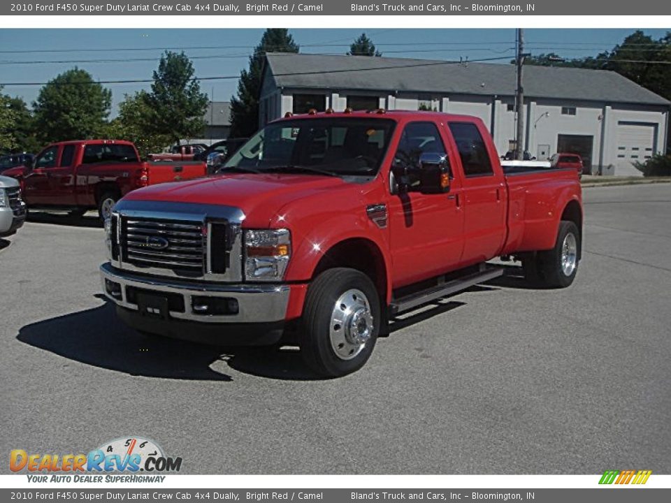 2010 Ford F450 Super Duty Lariat Crew Cab 4x4 Dually Bright Red / Camel Photo #1
