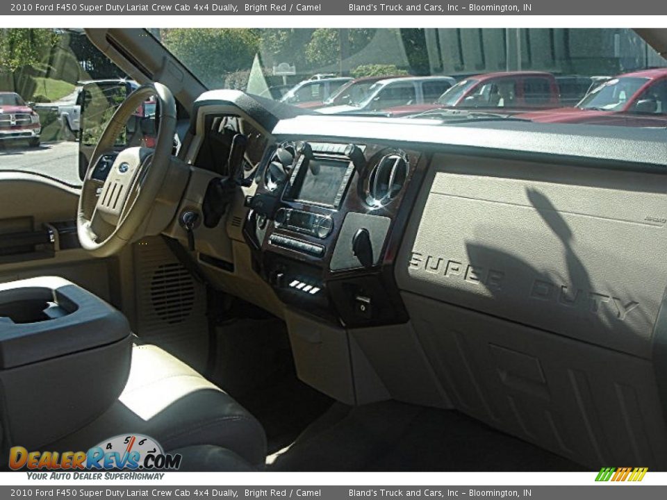 2010 Ford F450 Super Duty Lariat Crew Cab 4x4 Dually Bright Red / Camel Photo #3