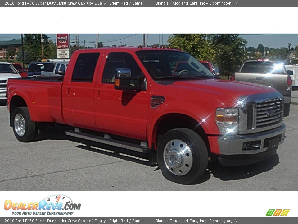 2010 Ford F450 Super Duty Lariat Crew Cab 4x4 Dually Bright Red / Camel Photo #33