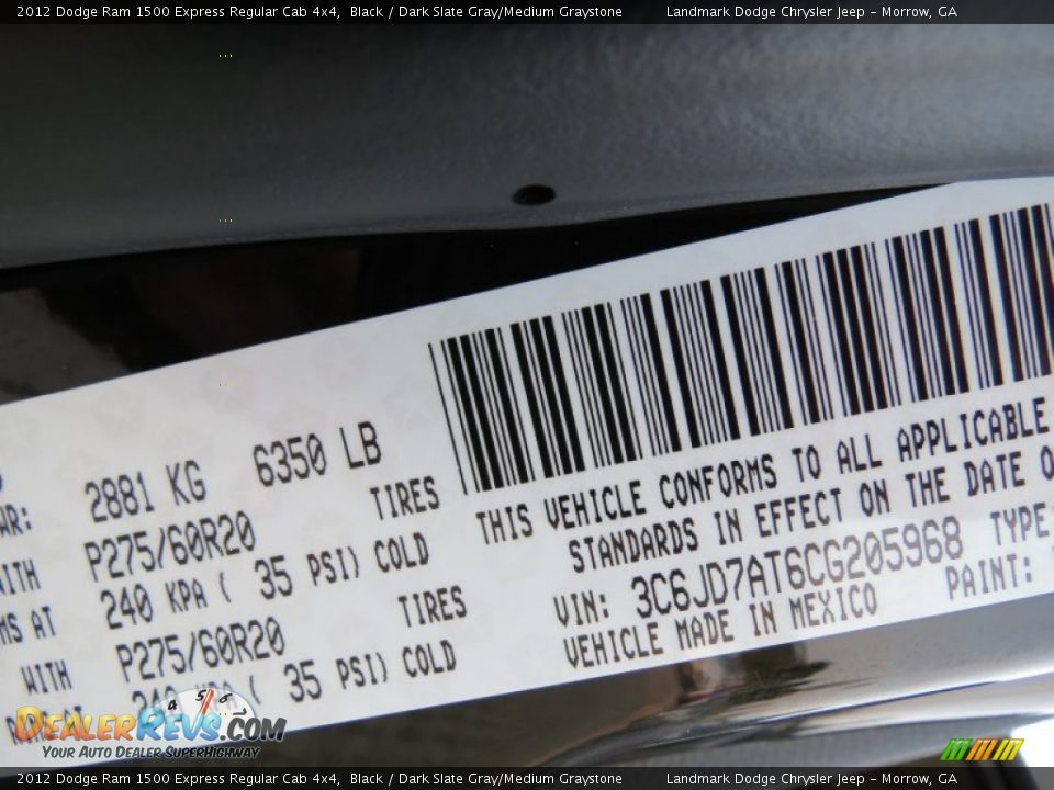 2012 Dodge Ram 1500 Express Regular Cab 4x4 Black / Dark Slate Gray/Medium Graystone Photo #33