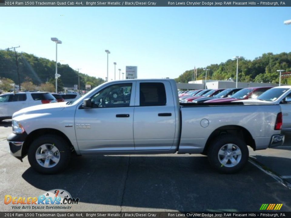 2014 Ram 1500 Tradesman Quad Cab 4x4 Bright Silver Metallic / Black/Diesel Gray Photo #2