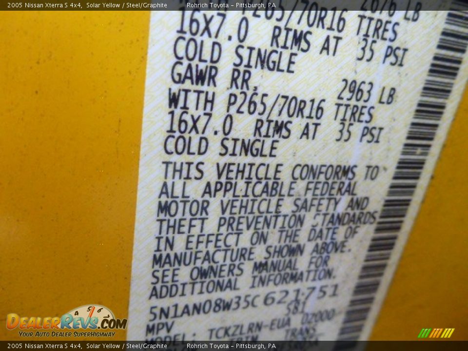2005 Nissan Xterra S 4x4 Solar Yellow / Steel/Graphite Photo #20