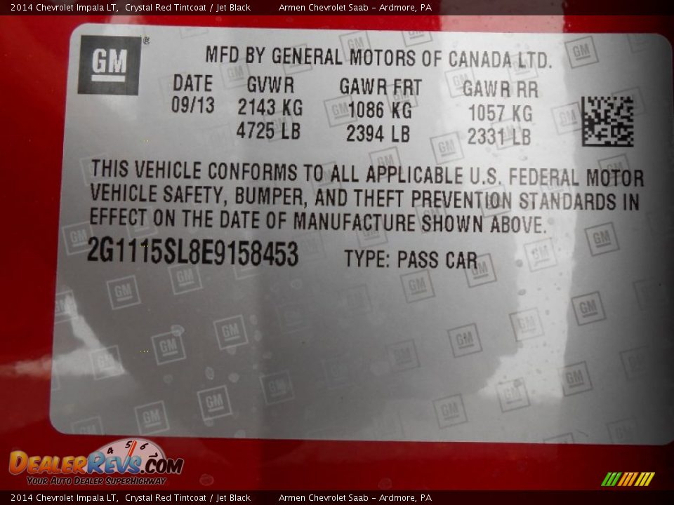 2014 Chevrolet Impala LT Crystal Red Tintcoat / Jet Black Photo #13