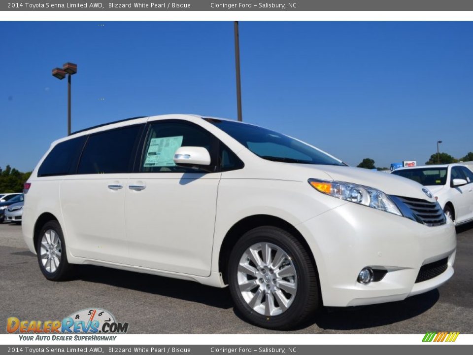 2014 Toyota Sienna Limited AWD Blizzard White Pearl / Bisque Photo #3