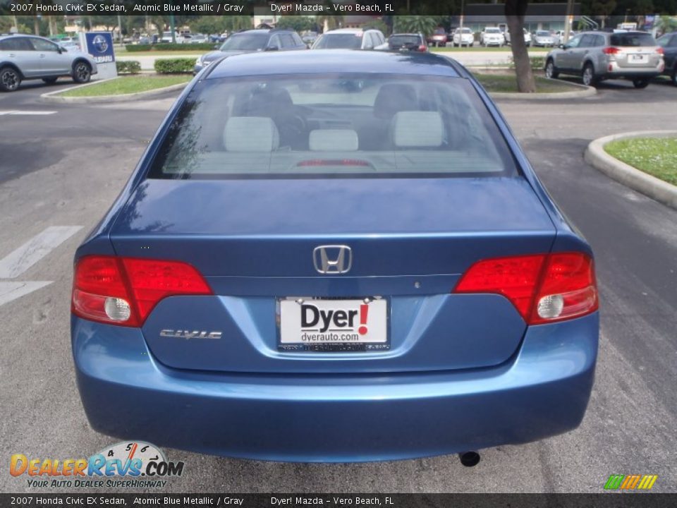 2007 Honda Civic EX Sedan Atomic Blue Metallic / Gray Photo #4