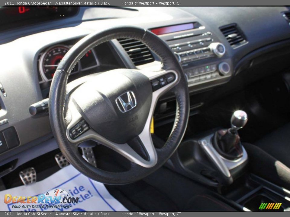 2011 Honda Civic Si Sedan Alabaster Silver Metallic / Black Photo #5