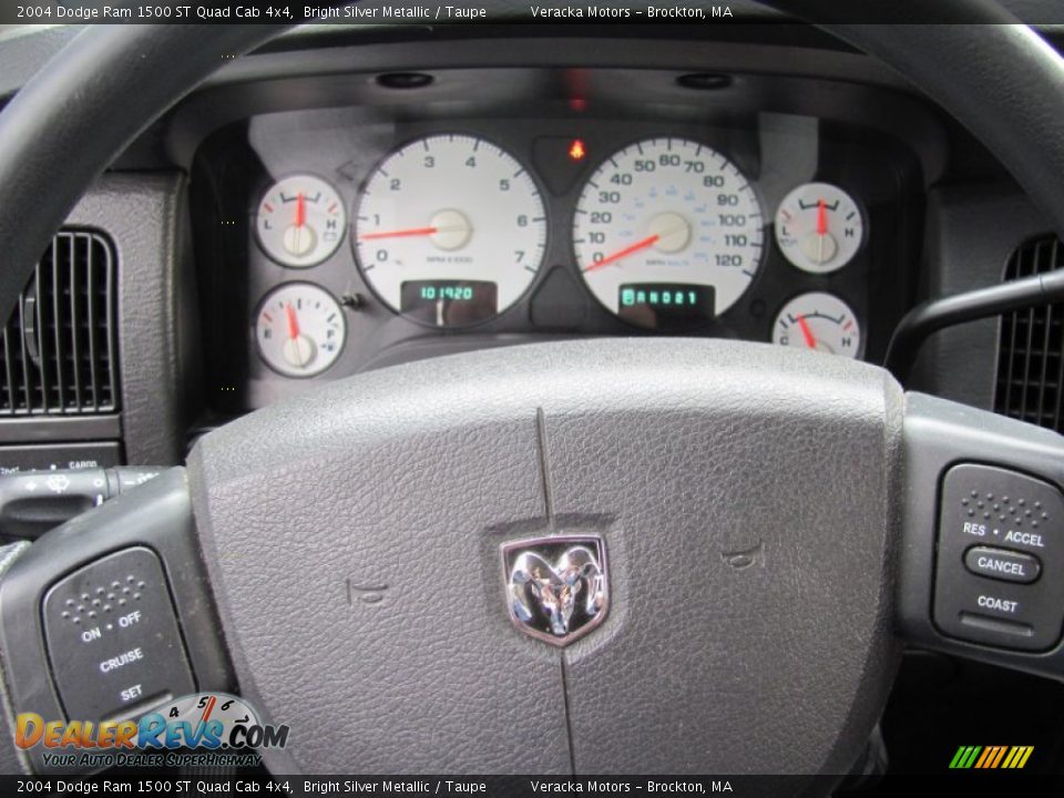 2004 Dodge Ram 1500 ST Quad Cab 4x4 Bright Silver Metallic / Taupe Photo #15