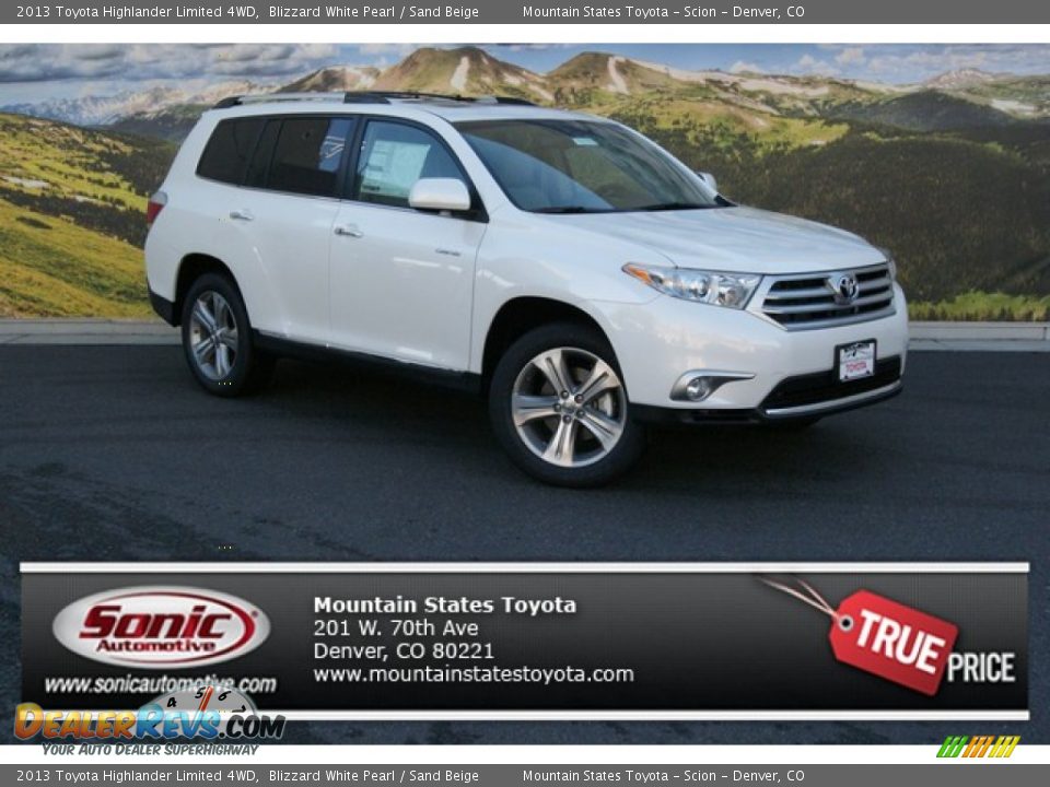 2013 Toyota Highlander Limited 4WD Blizzard White Pearl / Sand Beige Photo #1