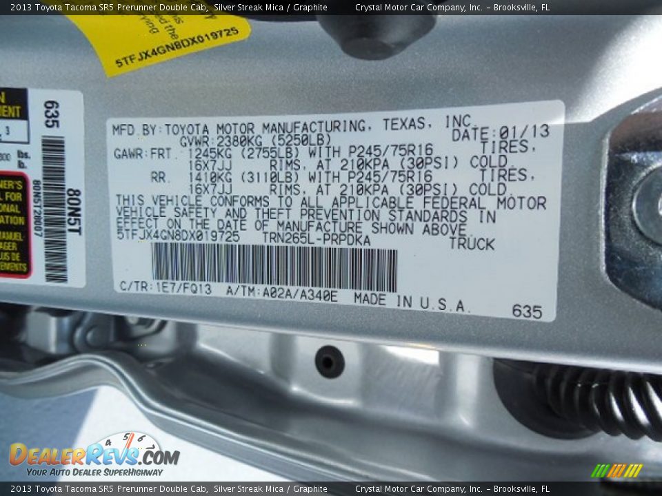 2013 Toyota Tacoma SR5 Prerunner Double Cab Silver Streak Mica / Graphite Photo #22