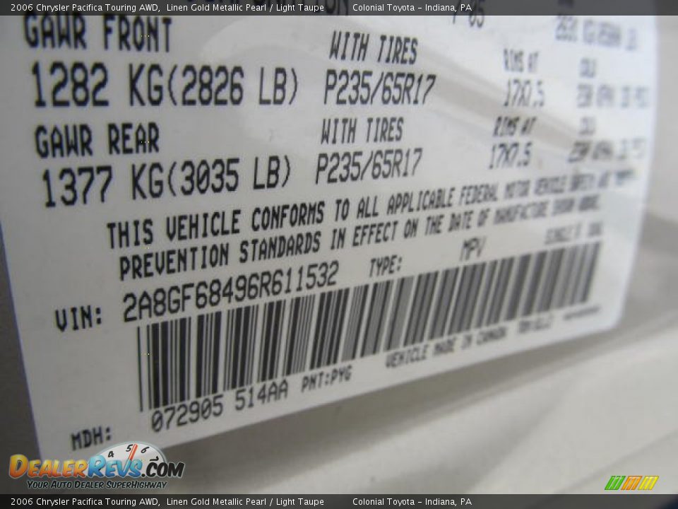 2006 Chrysler Pacifica Touring AWD Linen Gold Metallic Pearl / Light Taupe Photo #19