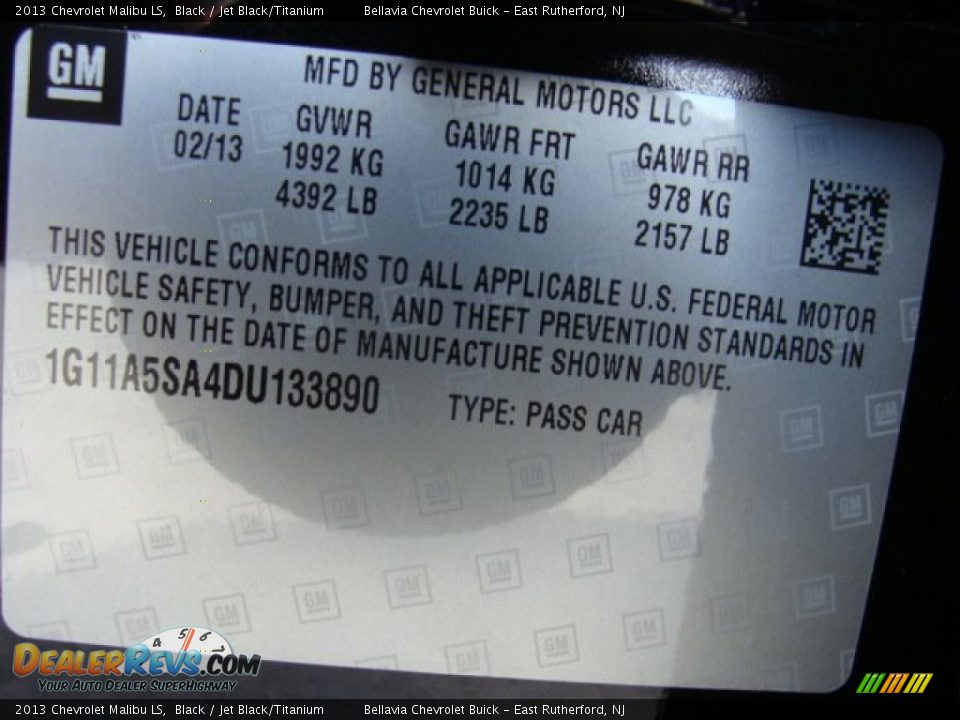 2013 Chevrolet Malibu LS Black / Jet Black/Titanium Photo #15