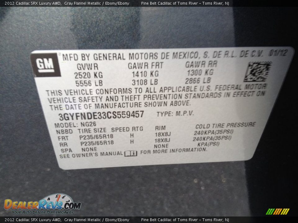 2012 Cadillac SRX Luxury AWD Gray Flannel Metallic / Ebony/Ebony Photo #12