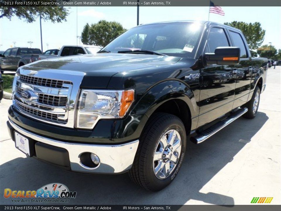 2013 Ford F150 XLT SuperCrew Green Gem Metallic / Adobe Photo #1