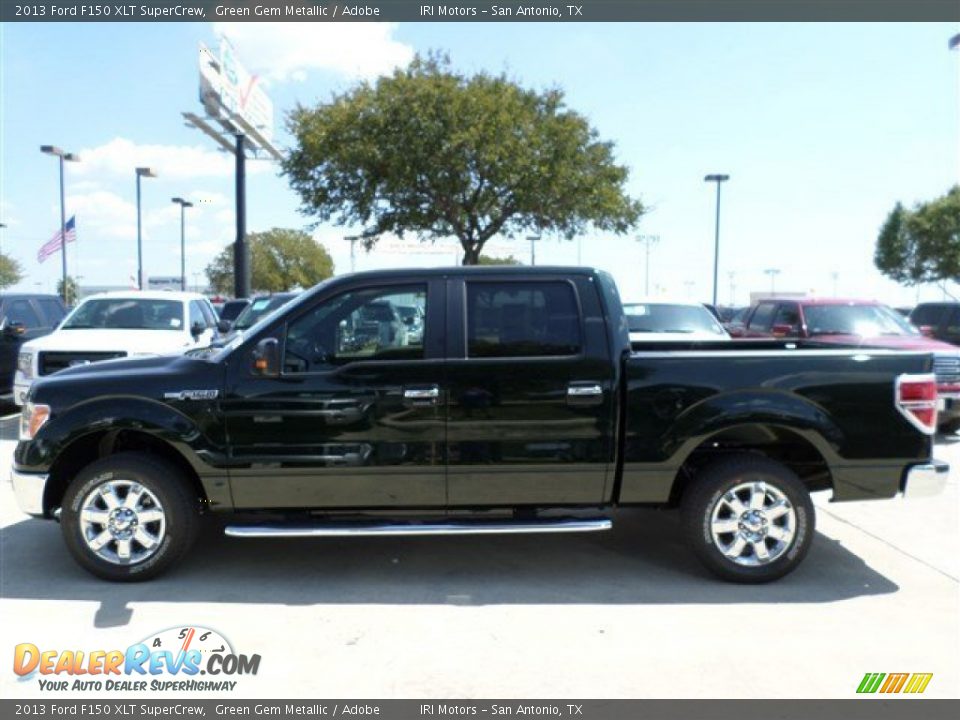 2013 Ford F150 XLT SuperCrew Green Gem Metallic / Adobe Photo #2