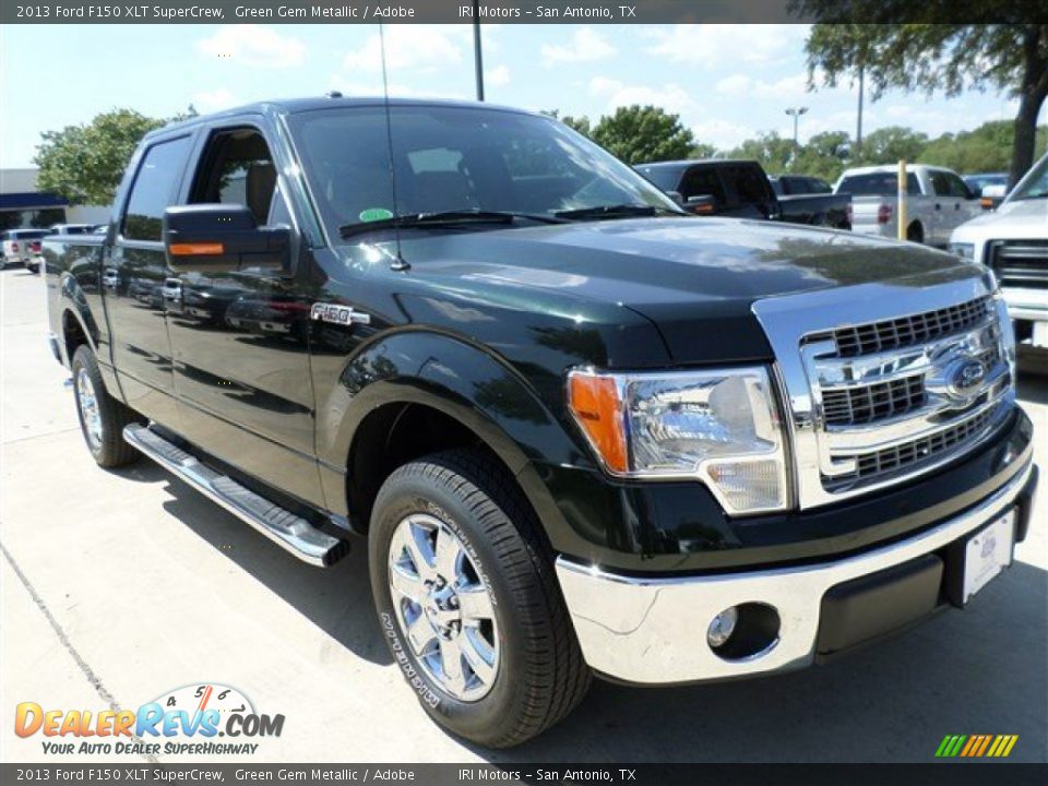 2013 Ford F150 XLT SuperCrew Green Gem Metallic / Adobe Photo #7