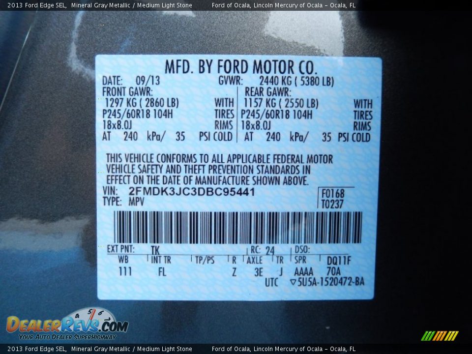2013 Ford Edge SEL Mineral Gray Metallic / Medium Light Stone Photo #12