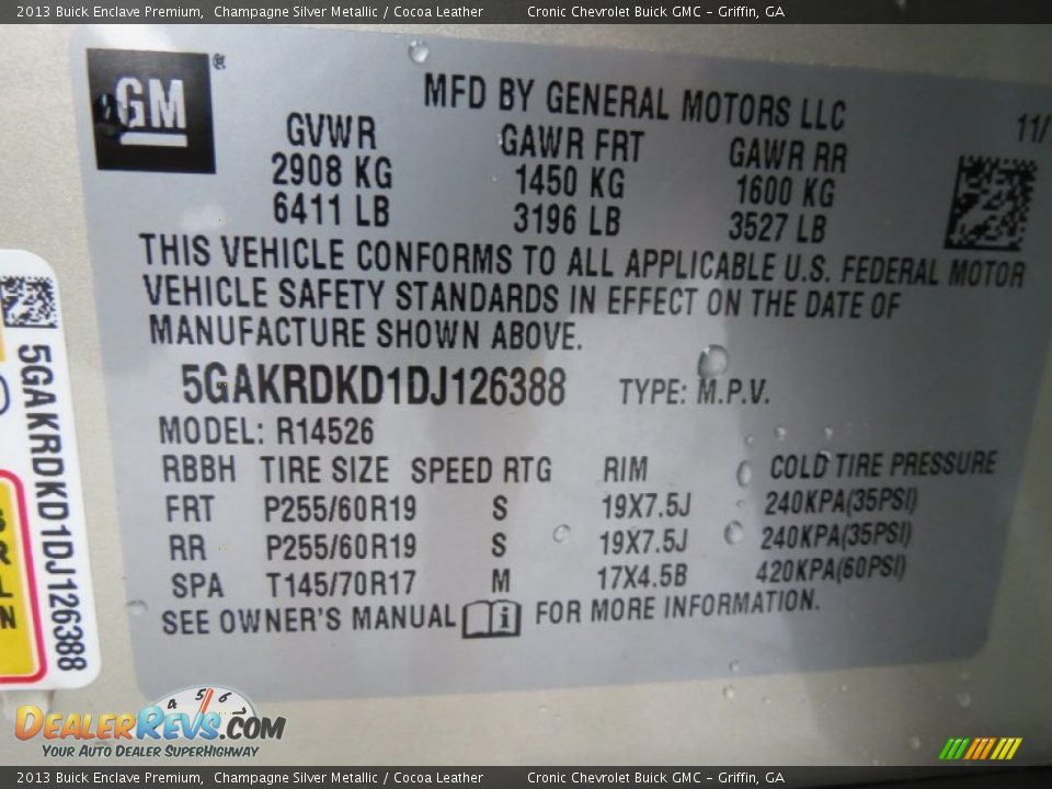 2013 Buick Enclave Premium Champagne Silver Metallic / Cocoa Leather Photo #26