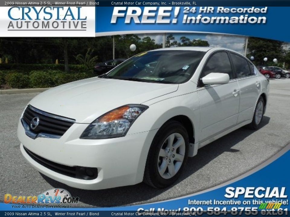 2009 Nissan Altima 2.5 SL Winter Frost Pearl / Blond Photo #1