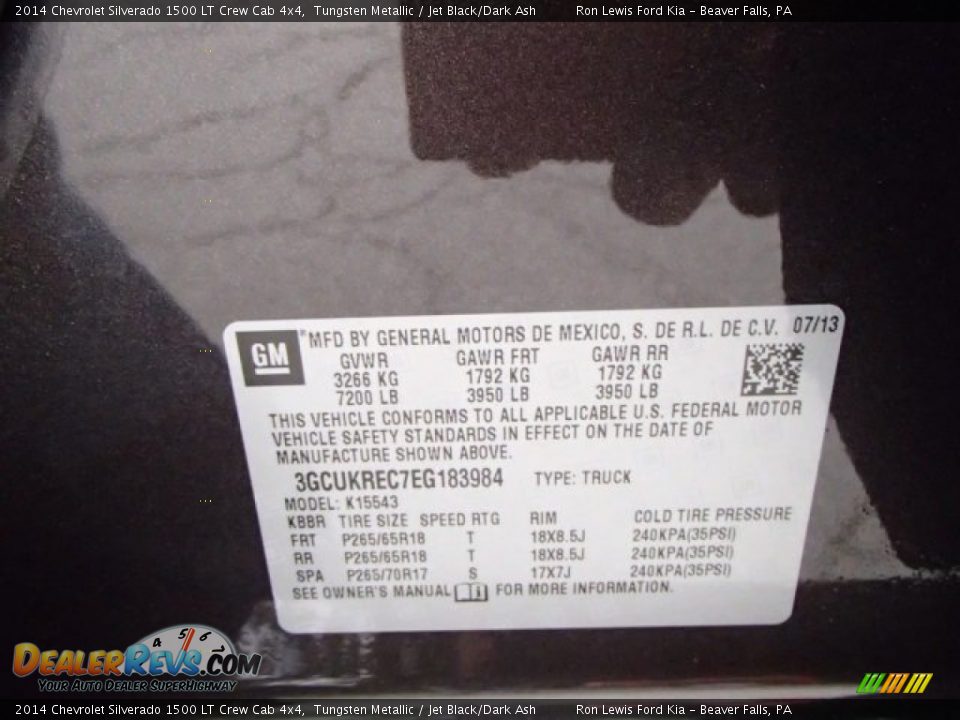 2014 Chevrolet Silverado 1500 LT Crew Cab 4x4 Tungsten Metallic / Jet Black/Dark Ash Photo #20