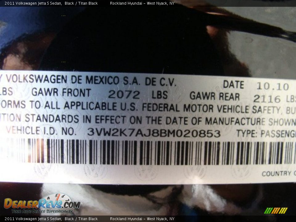 2011 Volkswagen Jetta S Sedan Black / Titan Black Photo #28