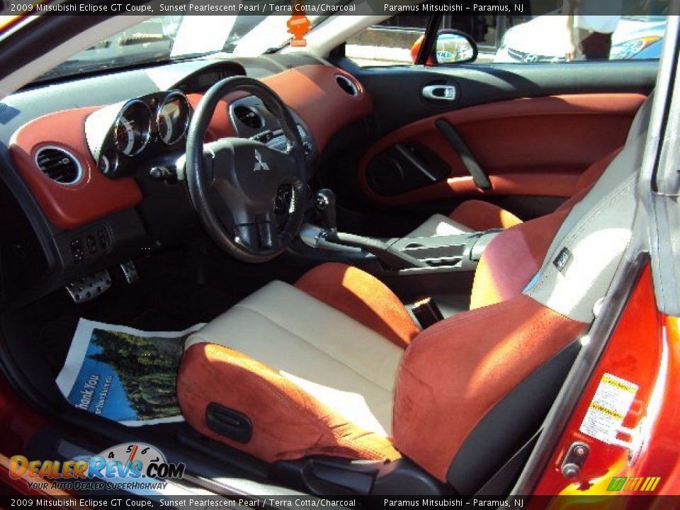2009 Mitsubishi Eclipse GT Coupe Sunset Pearlescent Pearl / Terra Cotta/Charcoal Photo #12