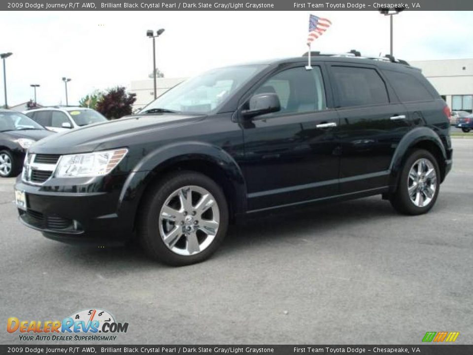 2009 Dodge Journey R/T AWD Brilliant Black Crystal Pearl / Dark Slate Gray/Light Graystone Photo #2