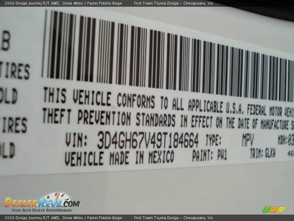 2009 Dodge Journey R/T AWD Stone White / Pastel Pebble Beige Photo #24