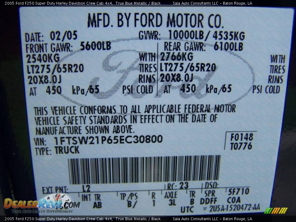 2005 Ford F250 Super Duty Harley Davidson Crew Cab 4x4 True Blue Metallic / Black Photo #14