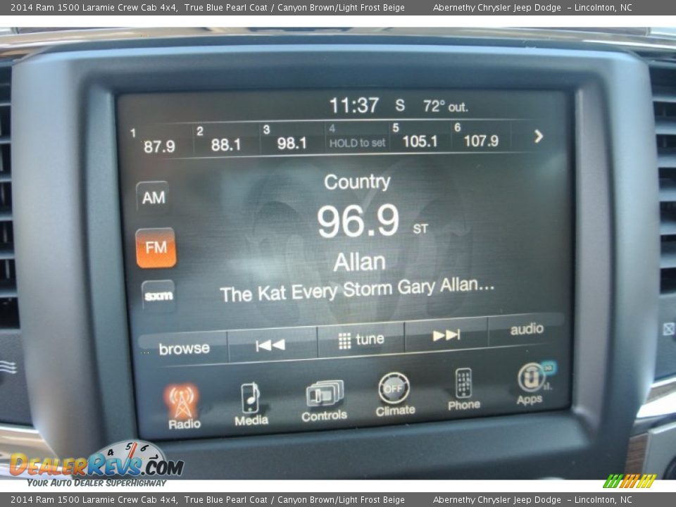 2014 Ram 1500 Laramie Crew Cab 4x4 True Blue Pearl Coat / Canyon Brown/Light Frost Beige Photo #11