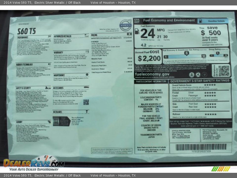 2014 Volvo S60 T5 Electric Silver Metallic / Off Black Photo #30