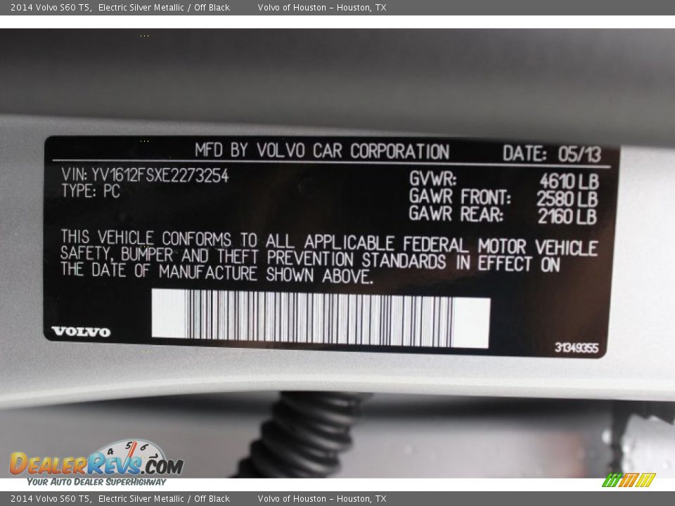 2014 Volvo S60 T5 Electric Silver Metallic / Off Black Photo #34