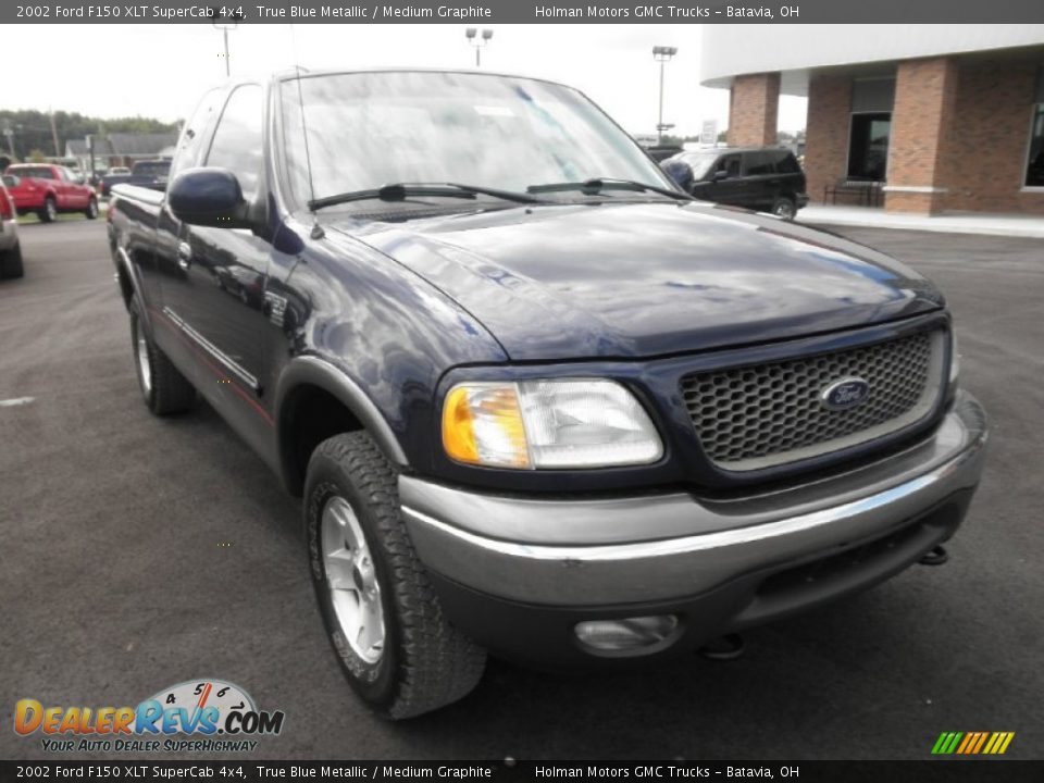 2002 Ford F150 XLT SuperCab 4x4 True Blue Metallic / Medium Graphite Photo #2
