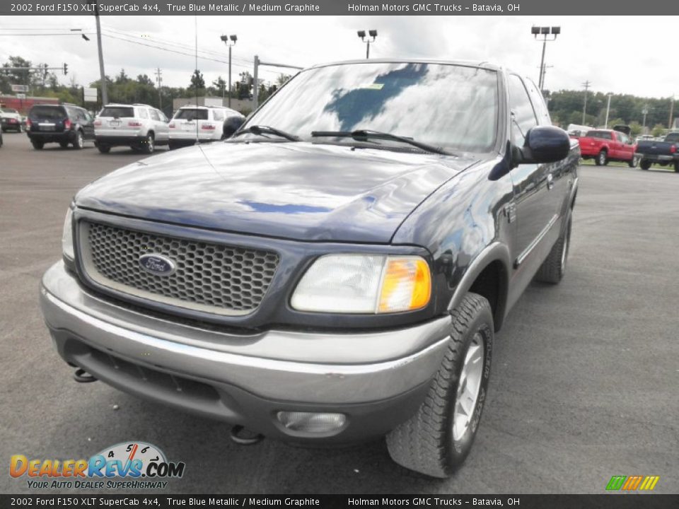 2002 Ford F150 XLT SuperCab 4x4 True Blue Metallic / Medium Graphite Photo #3