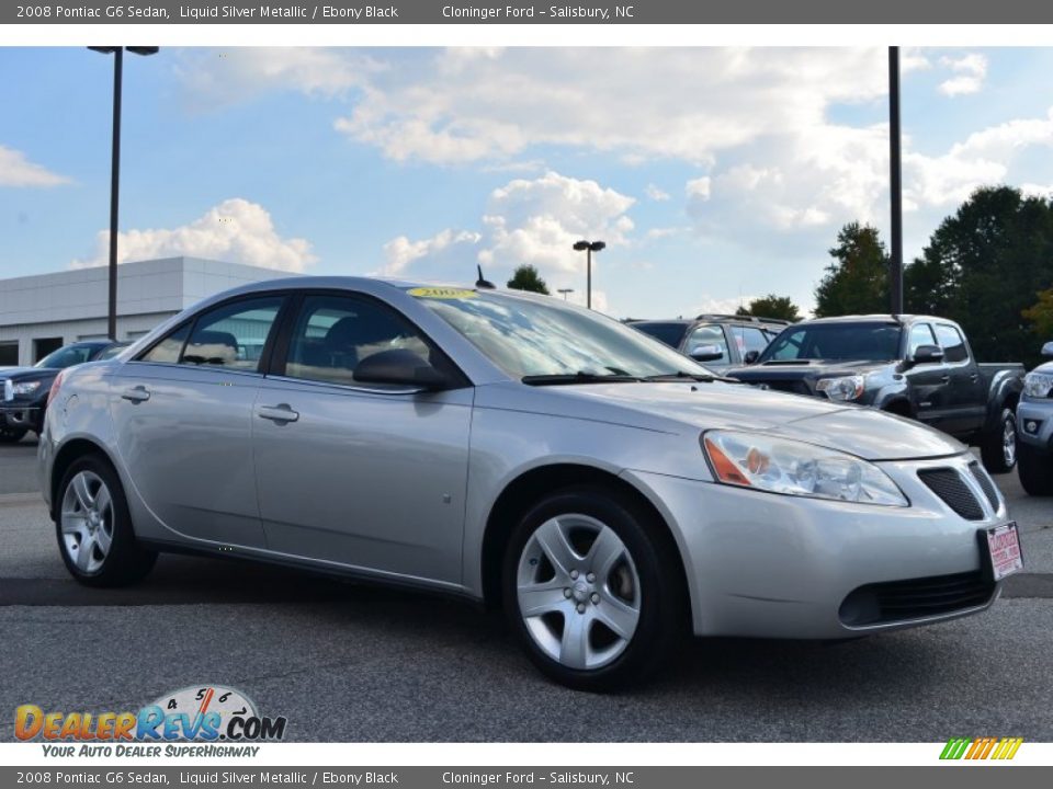 2008 Pontiac G6 Sedan Liquid Silver Metallic / Ebony Black Photo #1