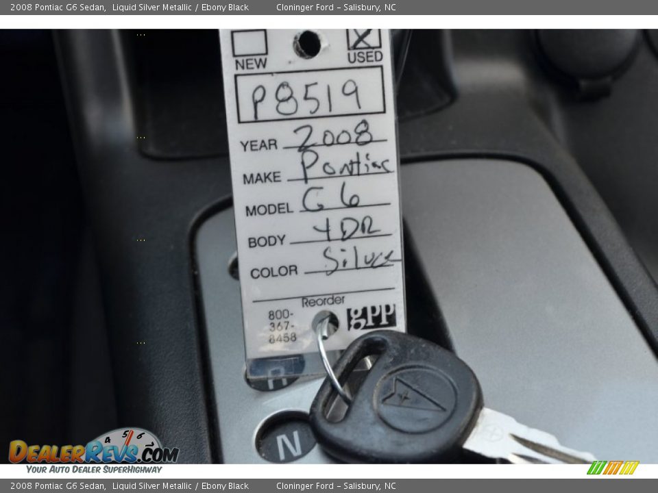 2008 Pontiac G6 Sedan Liquid Silver Metallic / Ebony Black Photo #24