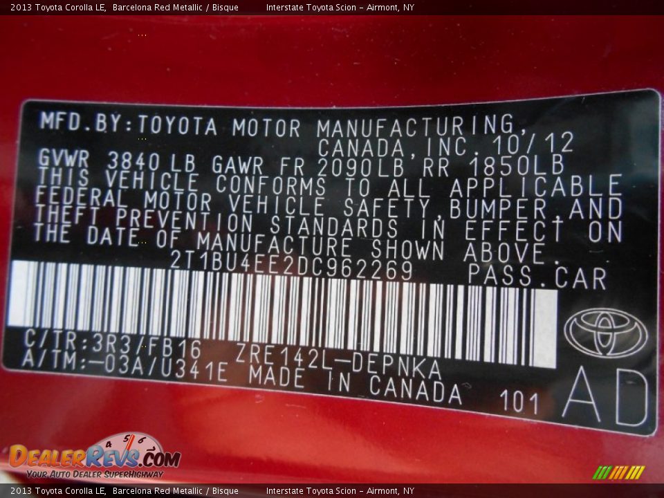 2013 Toyota Corolla LE Barcelona Red Metallic / Bisque Photo #26