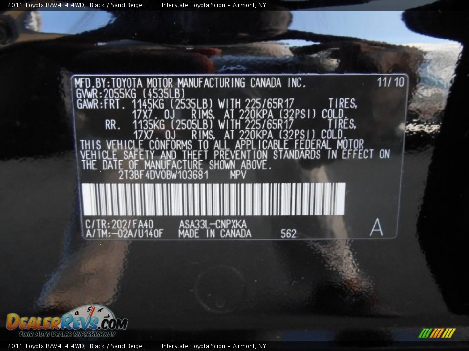 2011 Toyota RAV4 I4 4WD Black / Sand Beige Photo #27