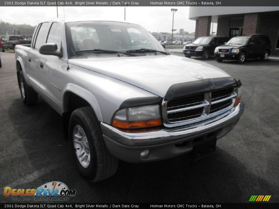 2001 Dodge Dakota SLT Quad Cab 4x4 Bright Silver Metallic / Dark Slate Gray Photo #2