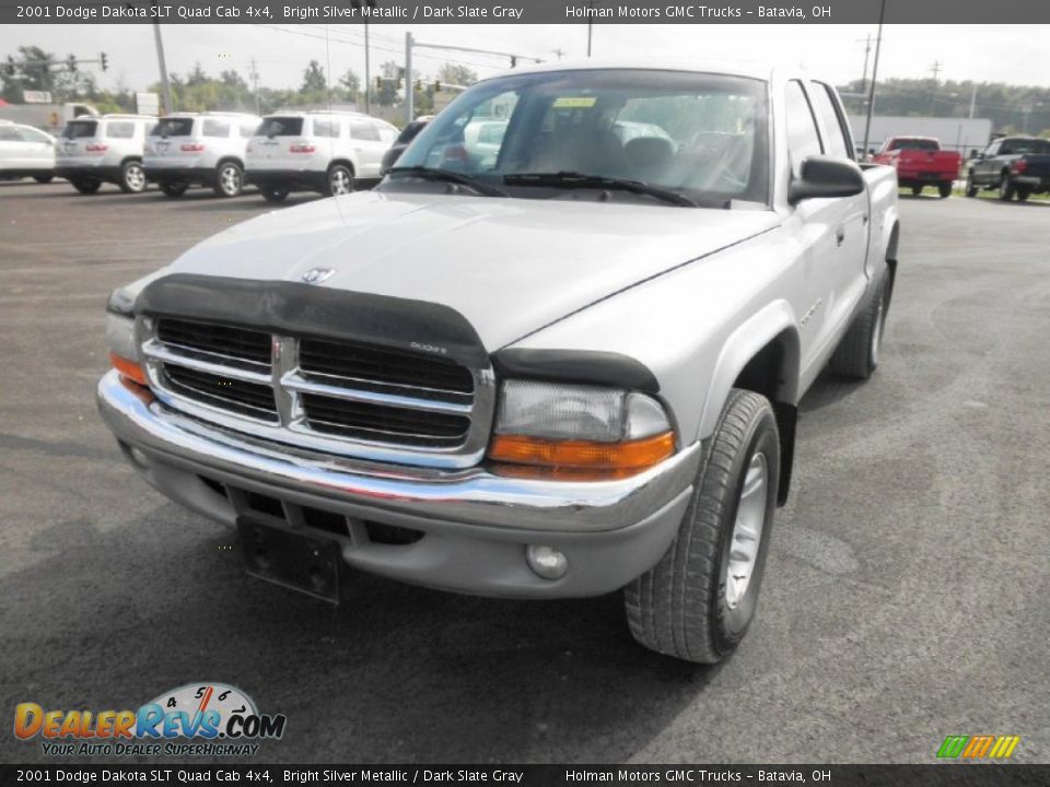 2001 Dodge Dakota SLT Quad Cab 4x4 Bright Silver Metallic / Dark Slate Gray Photo #3
