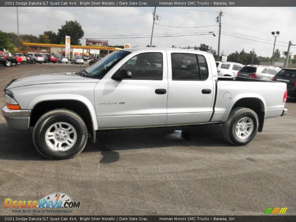 2001 Dodge Dakota SLT Quad Cab 4x4 Bright Silver Metallic / Dark Slate Gray Photo #4