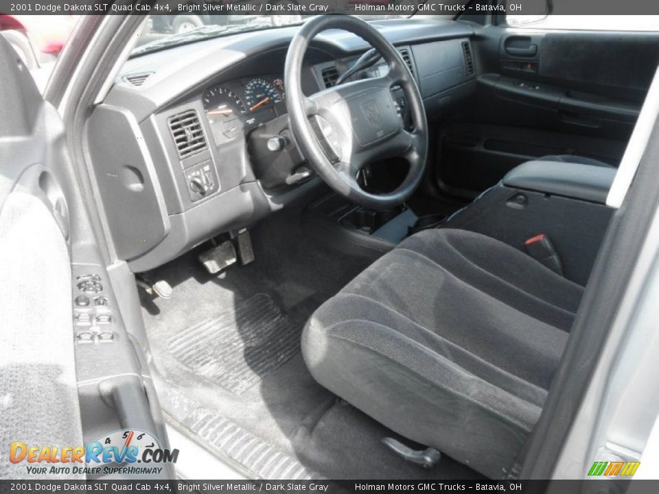 2001 Dodge Dakota SLT Quad Cab 4x4 Bright Silver Metallic / Dark Slate Gray Photo #7