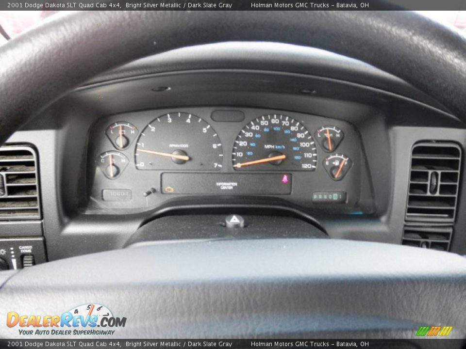 2001 Dodge Dakota SLT Quad Cab 4x4 Bright Silver Metallic / Dark Slate Gray Photo #15