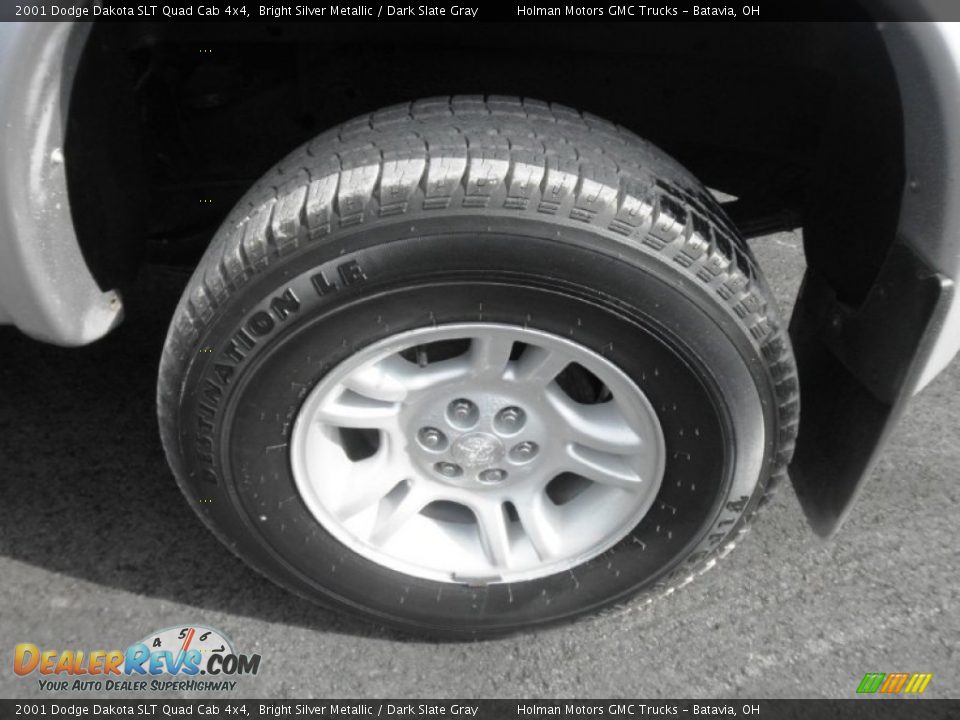 2001 Dodge Dakota SLT Quad Cab 4x4 Bright Silver Metallic / Dark Slate Gray Photo #21