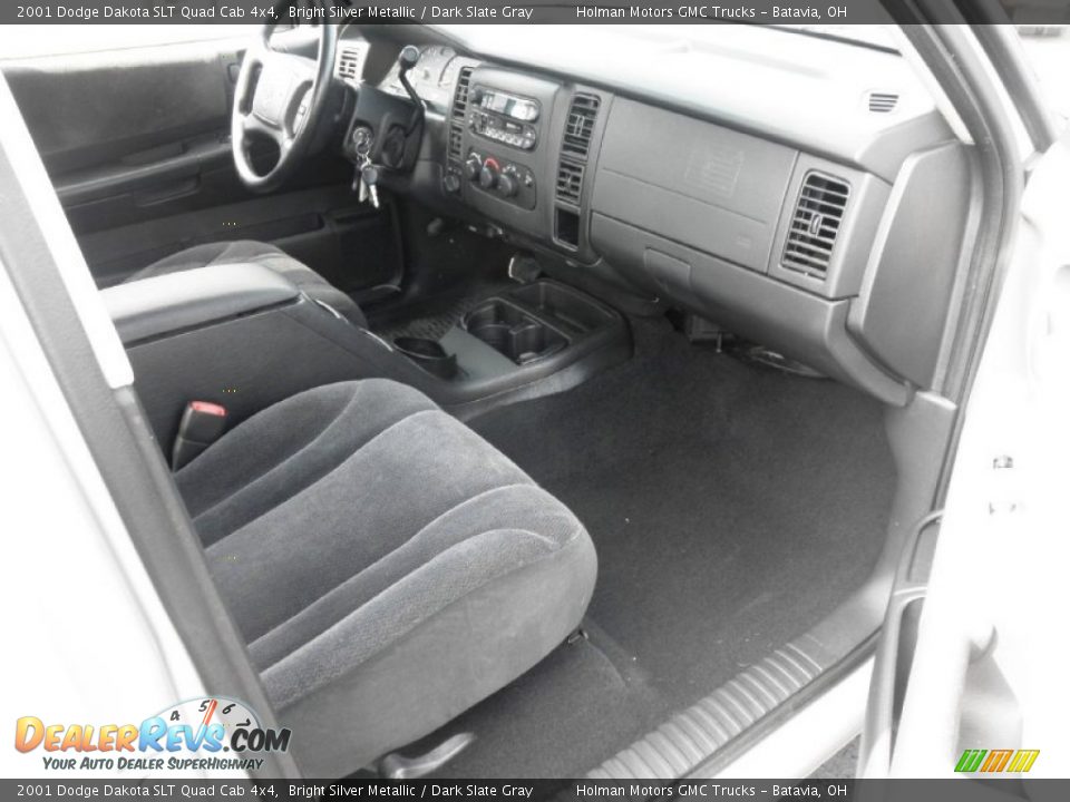 2001 Dodge Dakota SLT Quad Cab 4x4 Bright Silver Metallic / Dark Slate Gray Photo #26