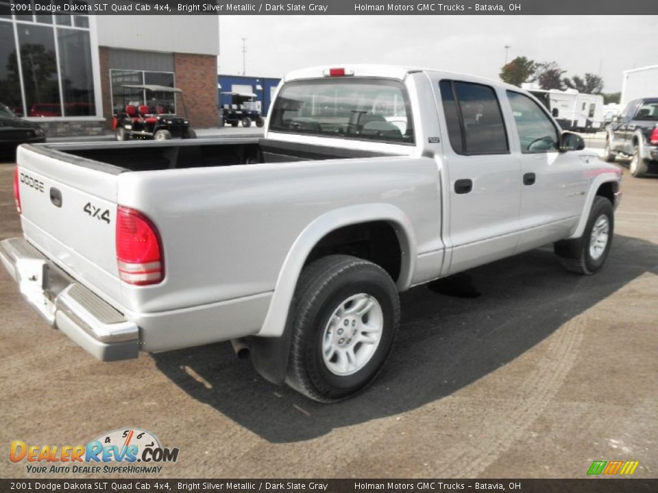 2001 Dodge Dakota SLT Quad Cab 4x4 Bright Silver Metallic / Dark Slate Gray Photo #28