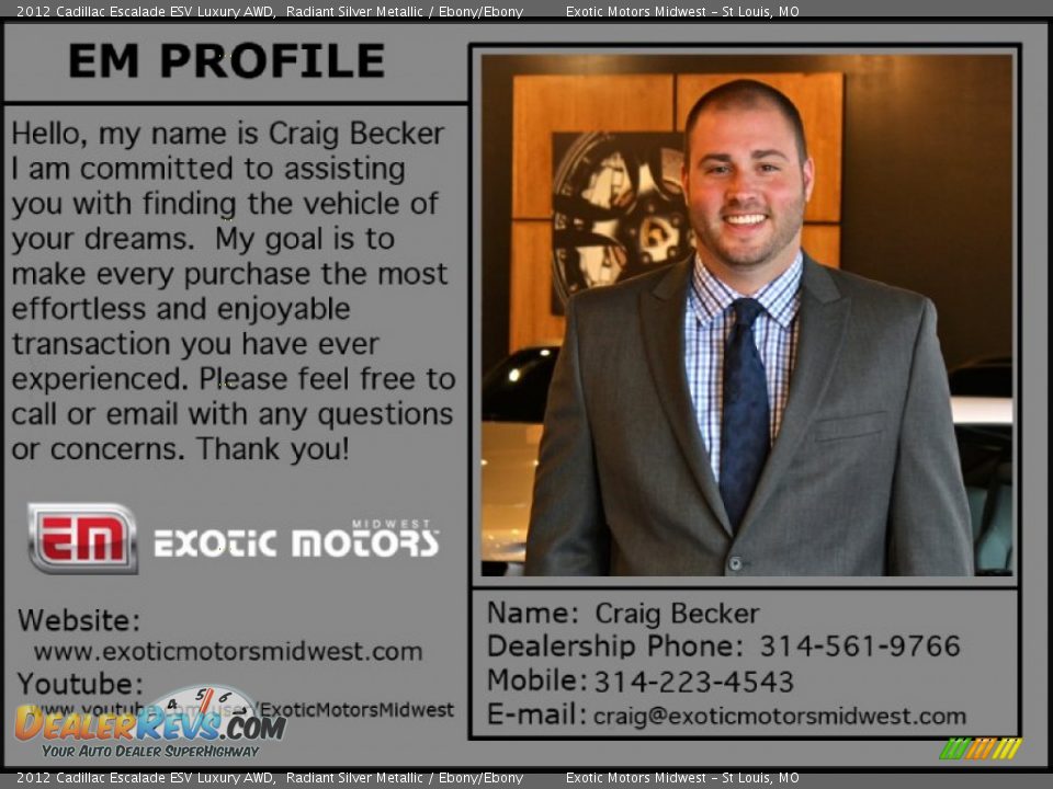 Dealer Info of 2012 Cadillac Escalade ESV Luxury AWD Photo #6