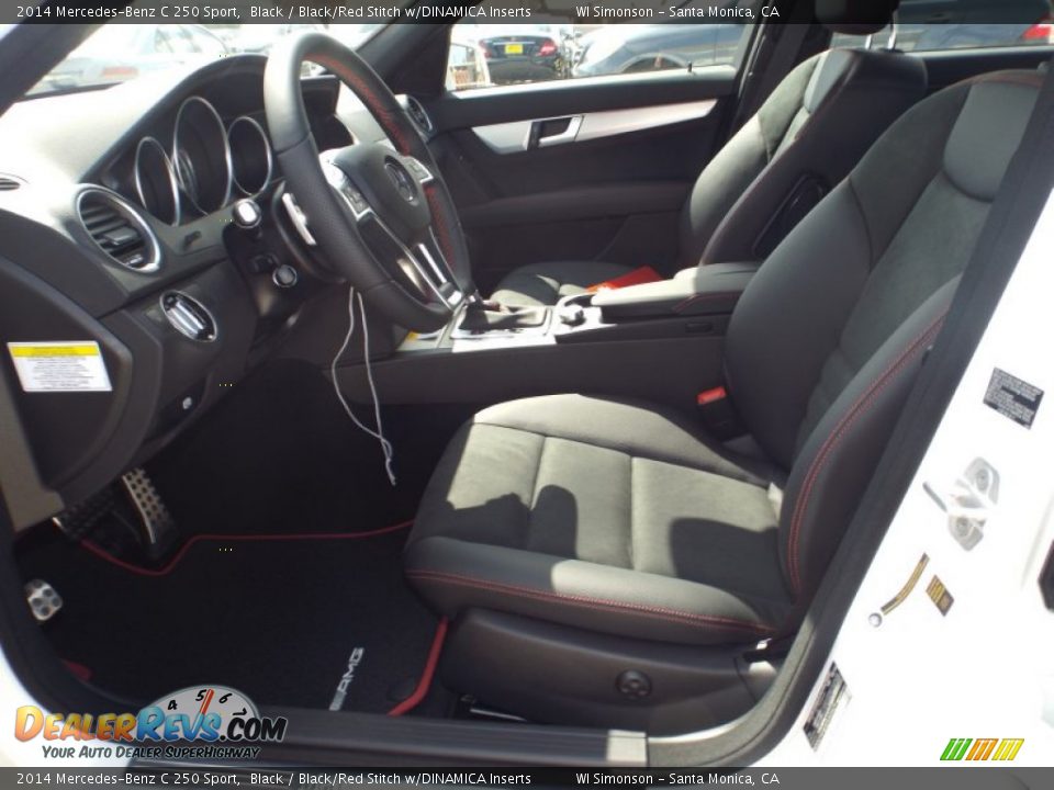 2014 Mercedes-Benz C 250 Sport Black / Black/Red Stitch w/DINAMICA Inserts Photo #7