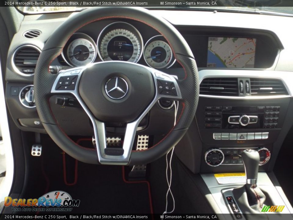 2014 Mercedes-Benz C 250 Sport Black / Black/Red Stitch w/DINAMICA Inserts Photo #9