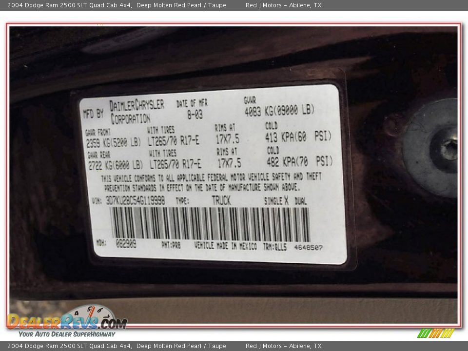 2004 Dodge Ram 2500 SLT Quad Cab 4x4 Deep Molten Red Pearl / Taupe Photo #17